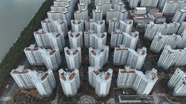 High-rise apartment buildings in a city