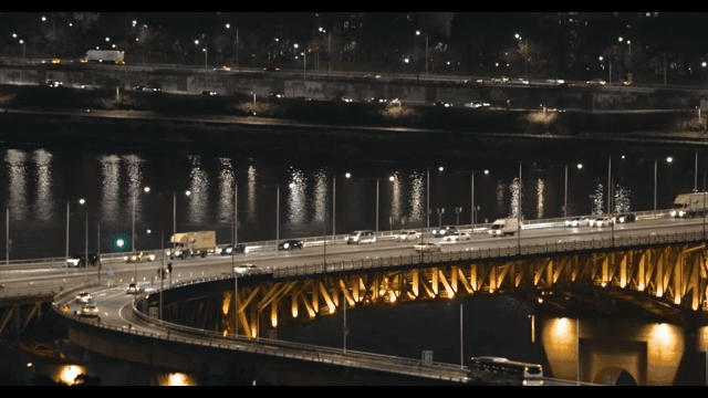 Nighttime Bokeh Lights on Cityscape