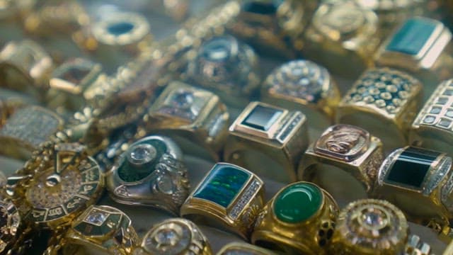 A collection of ornate golden rings