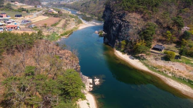 Serene river flowing through a rural landscape