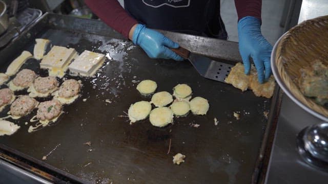 Cooking Korean Pancakes on a Hot Griddle
