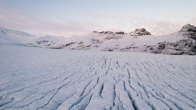 Vast glacier with rugged ice formations
