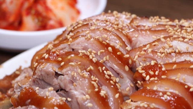 Appetizing pork feet sprinkled with sesame seeds