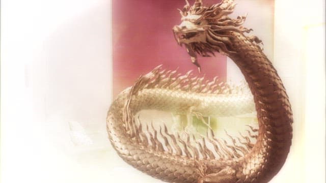 Golden dragon breathing fire