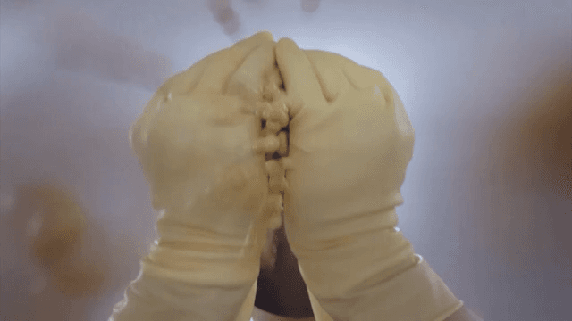 Falling Soybeans from the Hands