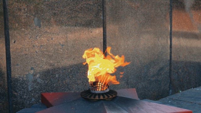 Eternal flame located in a city monument
