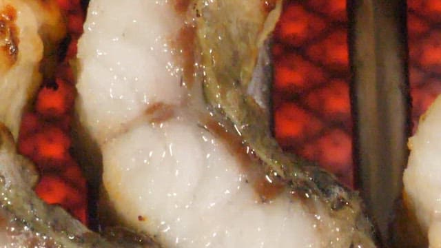 Delicious pieces of eel grilled on the grill