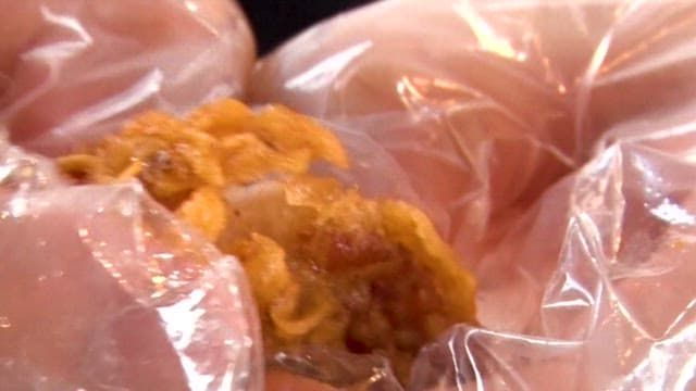 Crispy, golden brown fried chicken flesh