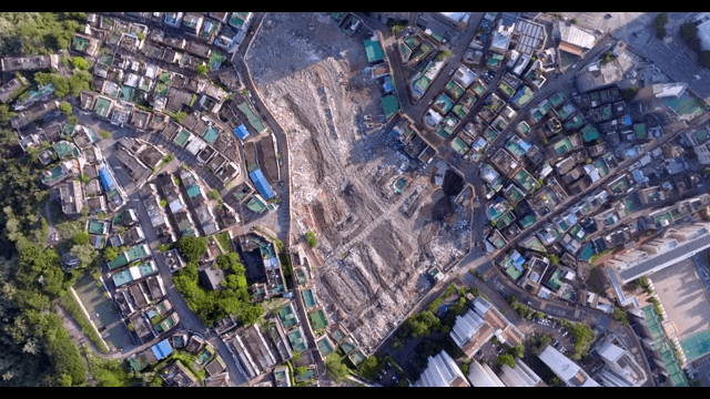 Urban area with construction site