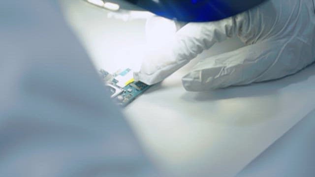 Precision Technician Working on Electronic Hardware