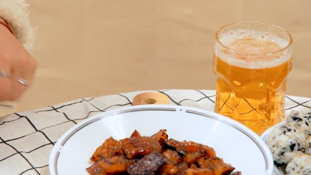 Savory meal with beer on the table