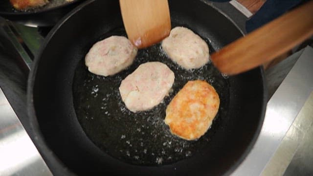 Golden Brown Potato Dough Fried in Frying Oil