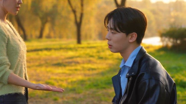 Couple arguing in the park