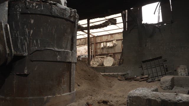 Old industrial furnace in a workshop