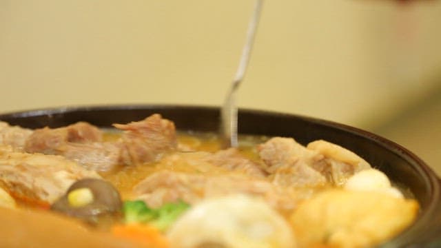 Braised aged kimchi and pork bubbling