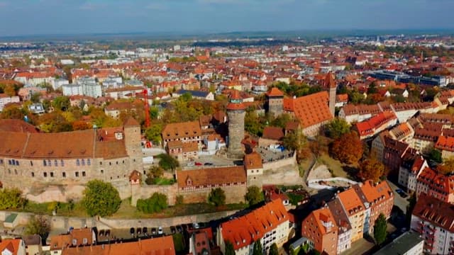 Aerial View of a Historic European City