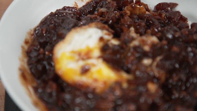 Delicious Fried Egg and Black Bean Sauce with Rice