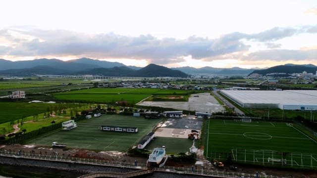 Vast landscape with fields and mountains