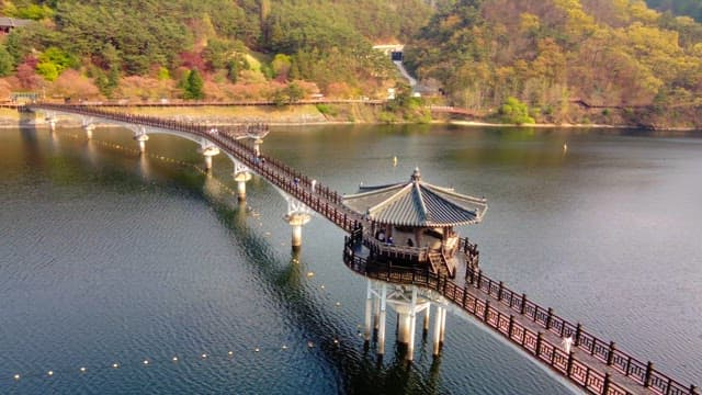 Scenic bridge over a tranquil river