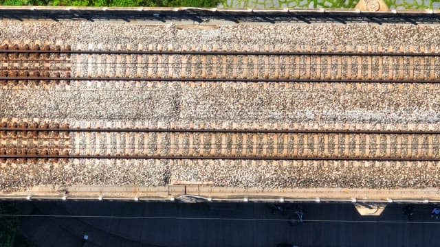 Railway tracks with surrounding greenery