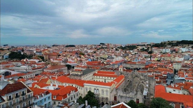 Aerial shot of Lisbon with its impressive orange roofs