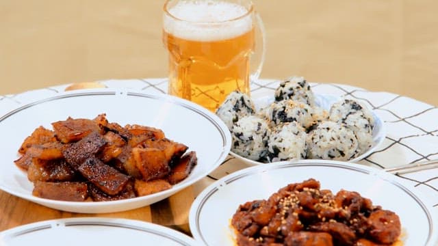 Assorted Korean Dishes for Drink Laid on a Table