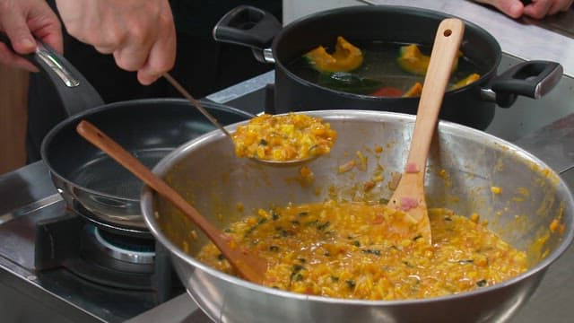 Cooking Delicious Pumpkin Risotto on a Stovetop