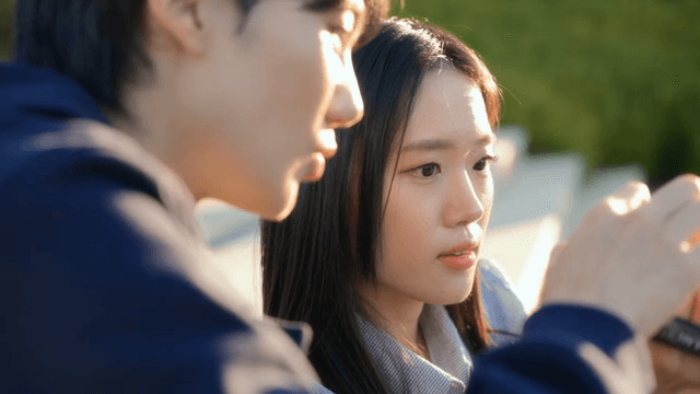 Couple checking videos with camcorders in the park