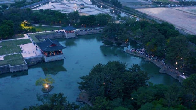 Donggung Palace and Wolji Pond with Many Tourists Visit