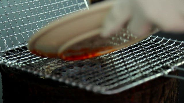 Grilled webfoot octopus grilled on the grill