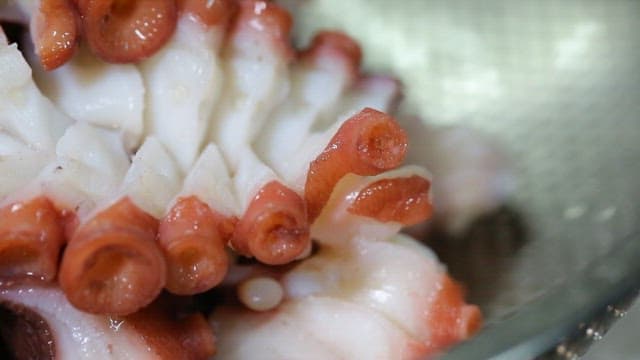 Appetizingly boiled octopus