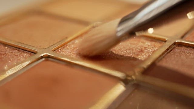 Applying Makeup Brush to Eyeshadow Palette
