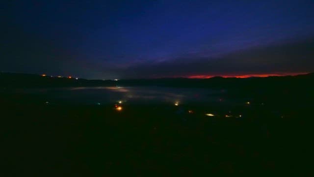 Dawn to Morning in the Majestic Mountains Covered in Fog