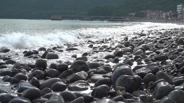 Rocky beach with gentle waves