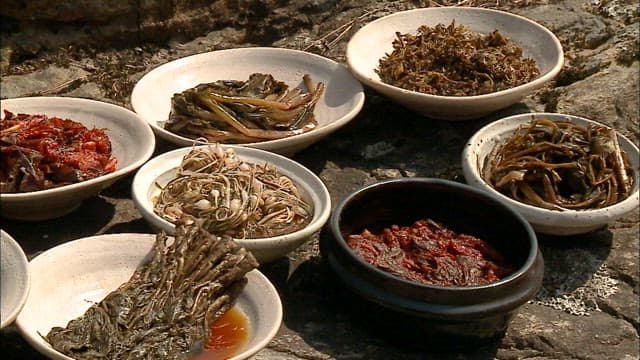 Assorted Korean Side Dishes Outdoors