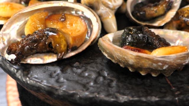 Appetizingly plated butter grilled abalone