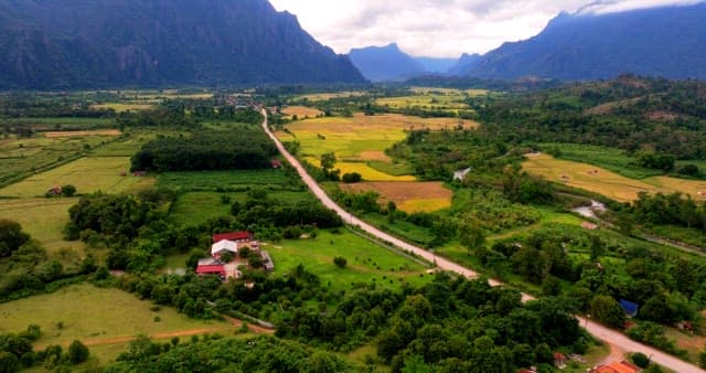 Scenic Aerial View of Lush Farmlands