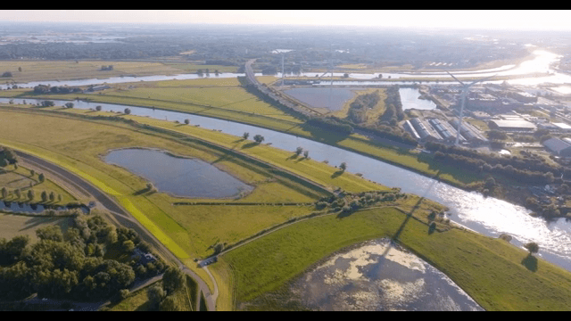 Expansive landscape with rivers and fields