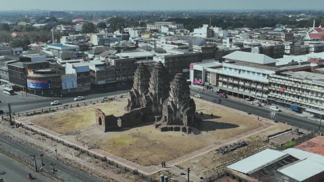 Ancient and Cultural Temple Amidst the Buildings