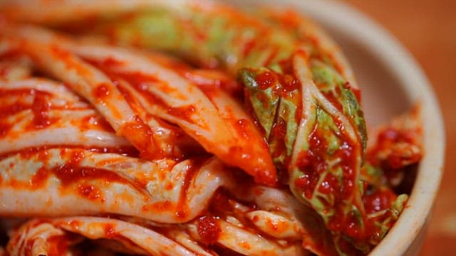 Freshly made kimchi in a bowl