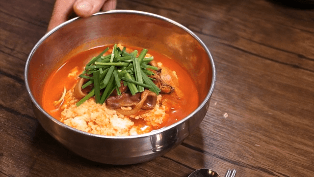 Bowl of warm and hearty soft tofu stew