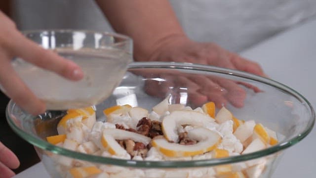 Fresh Korean Melon and Nut Salad in a Glass Bowl