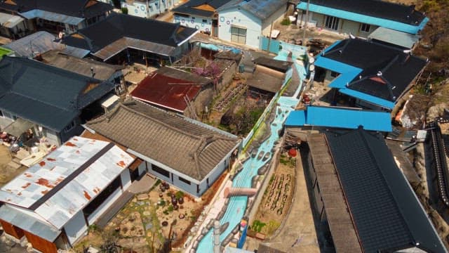 Traditional Korean village with murals