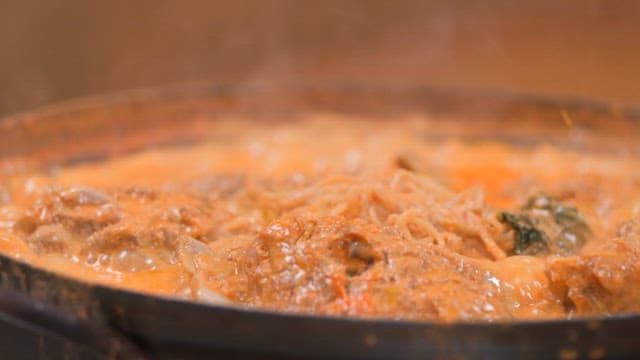 Boiling Gamjatang in the Pot