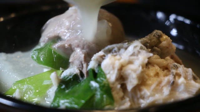 White broth of nutritious Samgyetang