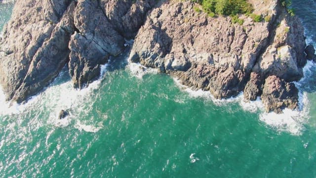Rocky coastline with waves crashing