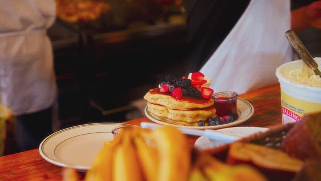 Fruit Topping Sprinkled on Pancakes