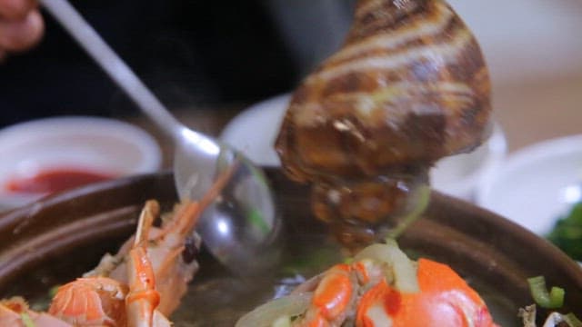 Shellfish in seafood dishes with crab and shrimp