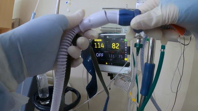 Medical Professional Adjusting Vital Signs Monitoring Equipment