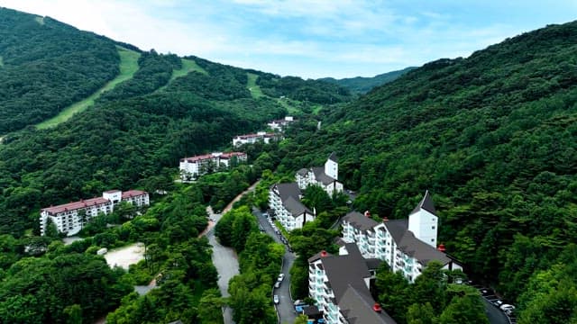 Resort Located at the Foot of a Green Mountain